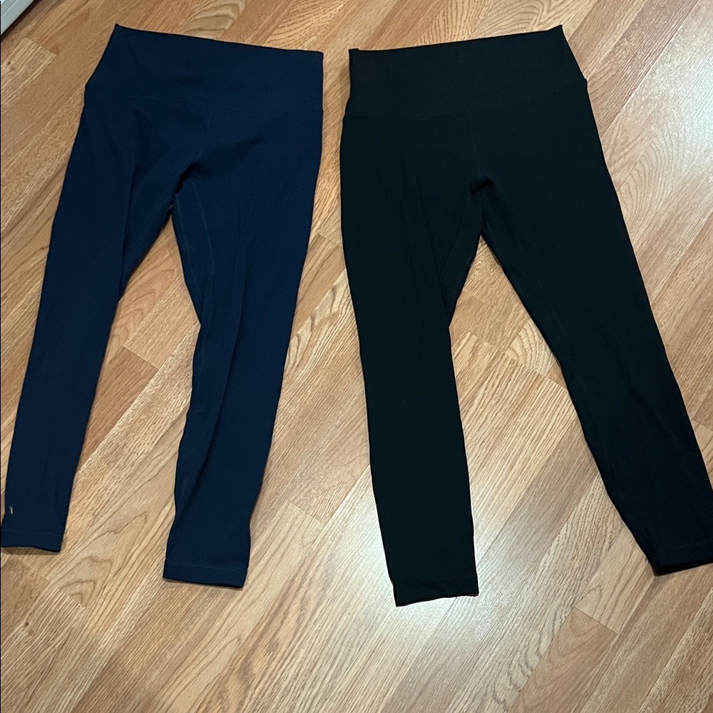 Hey Nuts Blue Black Athletic Leggings Lot of 2 Sz S/M